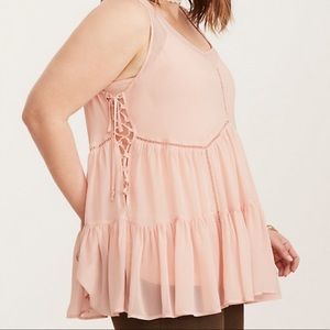 Torrid Chiffon Side Lace Up Tank Top